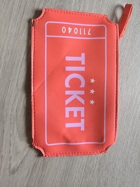 ipsy Neon Coral 'TICKET' Zip Pouch